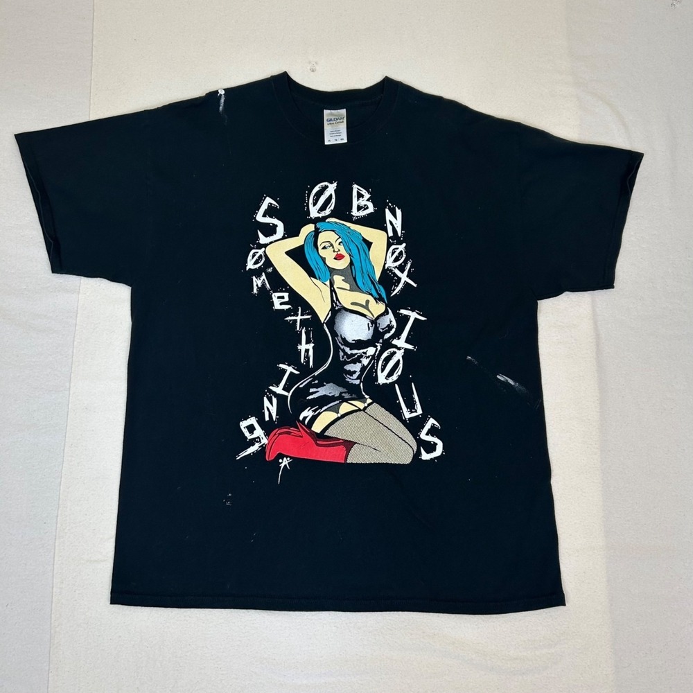 Something Obnoxious Graphic T-Shirt Black Gildan Ultra Cotton XL TX Rock Benefit